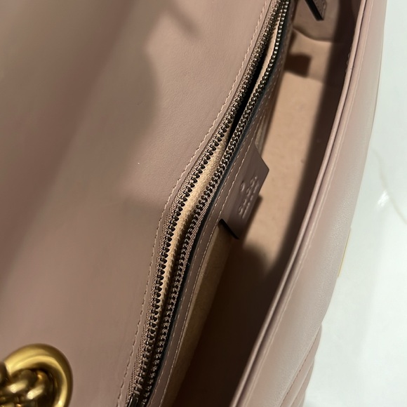 Gucci GG Marmont Small Shoulder Bag in Dusty Pink Leather 100% Authentic - Picture 13 of 14